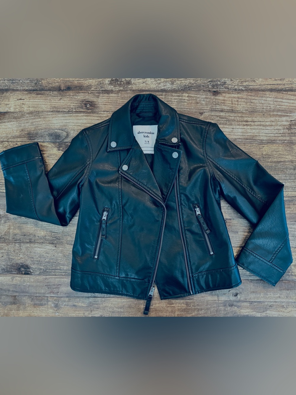 Abercrombie Kids Faux Leather Moto Jacket – Size 7/8